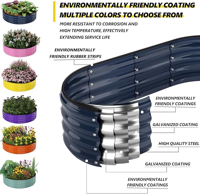 Galvanized Metal Planter Round Raised Garden Bed Kit - Image 3