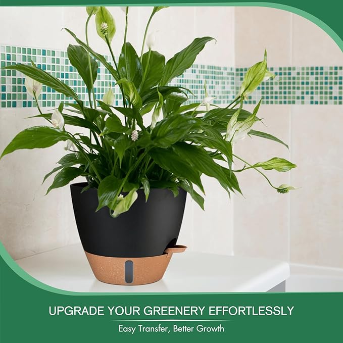 2 Pack 10 inch Plant Pots, PP Plastic Self Watering Plant Pot - Image 7