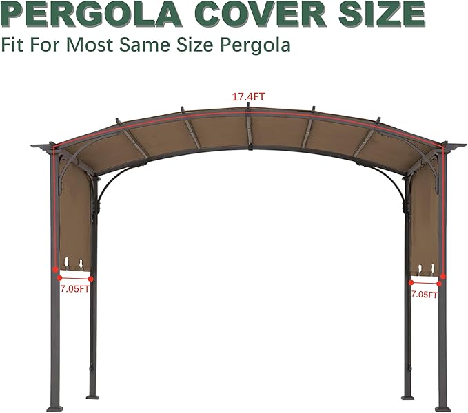 85''x 208'' Universal Doubleton Steel Pergola Replacement Cover - Image 4