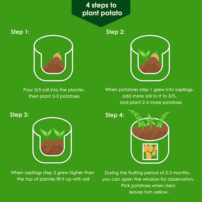 Delxo 5 Pack 10 Gallon Potato Grow Bags, Garden Planting Growing Bag - Image 5
