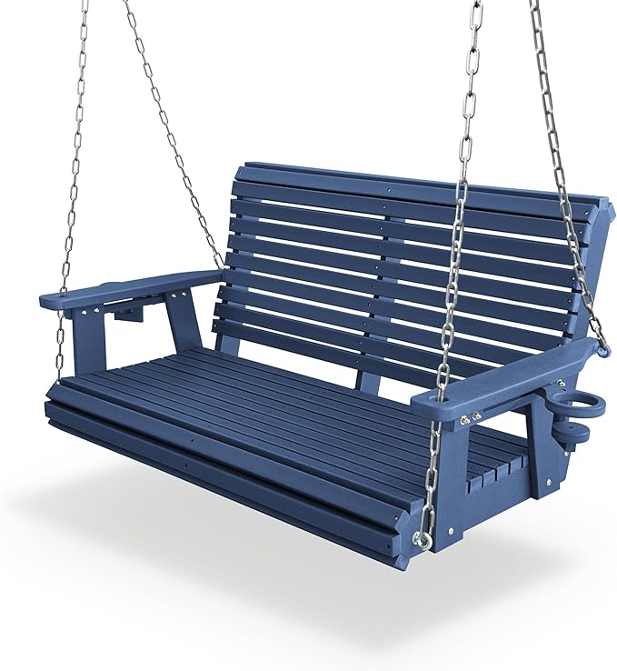 HDPE Porch Swing with 18/8 Stainless Steel Bolts, Ergonomic Design, Ultra by FortuneCandy