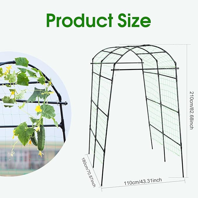 Lalahoni Garden Arch Trellis for Climbing Plants Outdoor, 7.8 Feet Tall Metal - Image 5