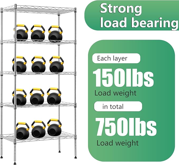 BestOffice | 5-Tier Wire Storage Shelves | 22x12x48 | Chrome | - Image 7