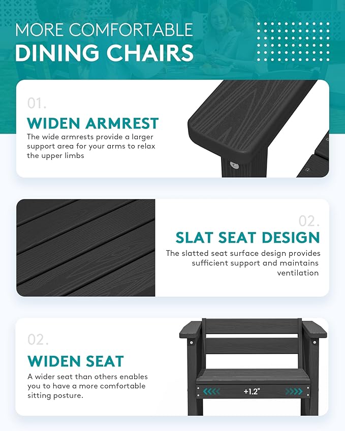 SERWALL 9-Piece Outdoor Dining Set, All Weather HDPE Outdoor Furniture Set - Image 6