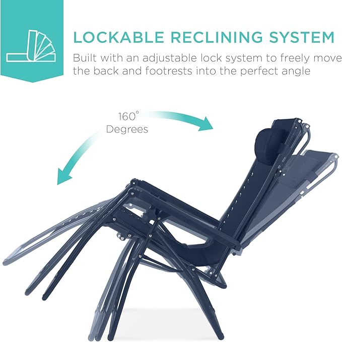 Best Choice Products Folding Zero Gravity Outdoor Recliner Patio Lounge Chair - Image 3