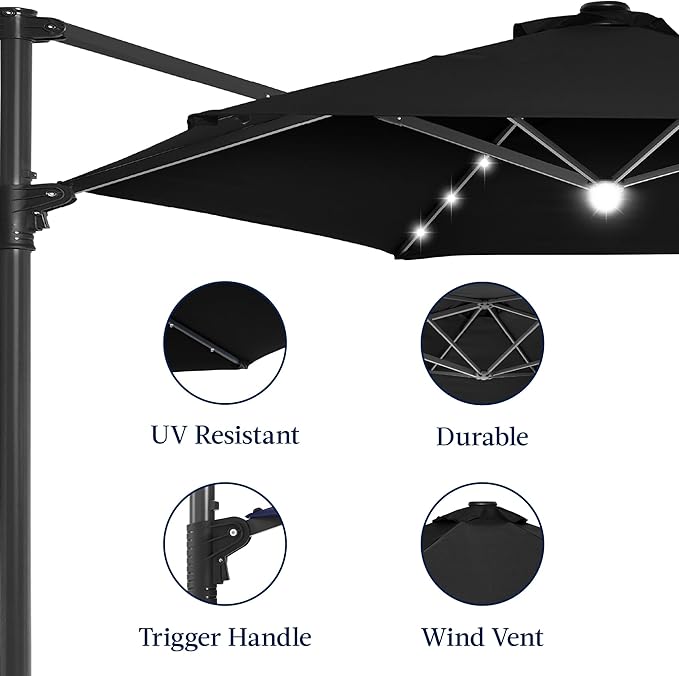 Best Choice Products 10ft Solar LED Offset Cantilever Hanging Market Patio - Image 8