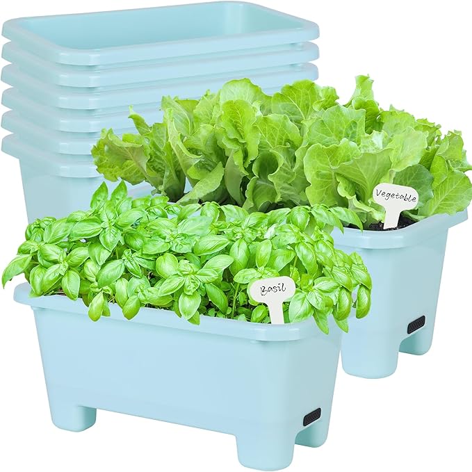Self-Watering Rectangle Planter Boxes 8-Pack, 15.7-Inch Window Box Planter by Oliz