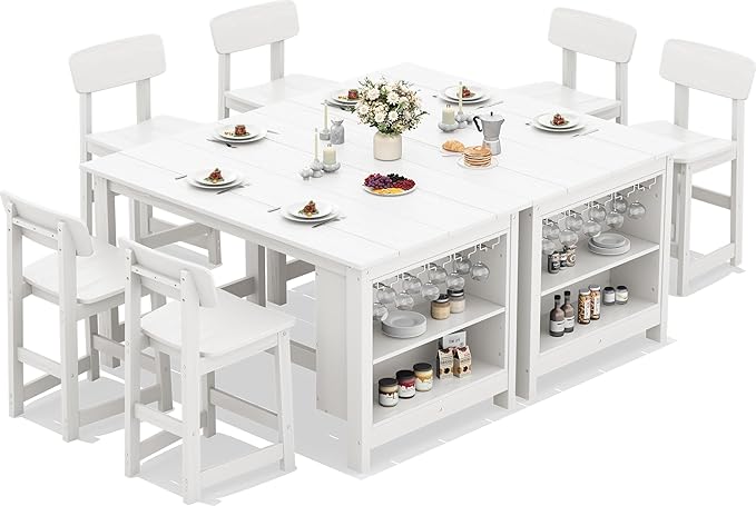 SERWALL 8-Piece HDPE Counter Height Dining Table Sets by SERWALL