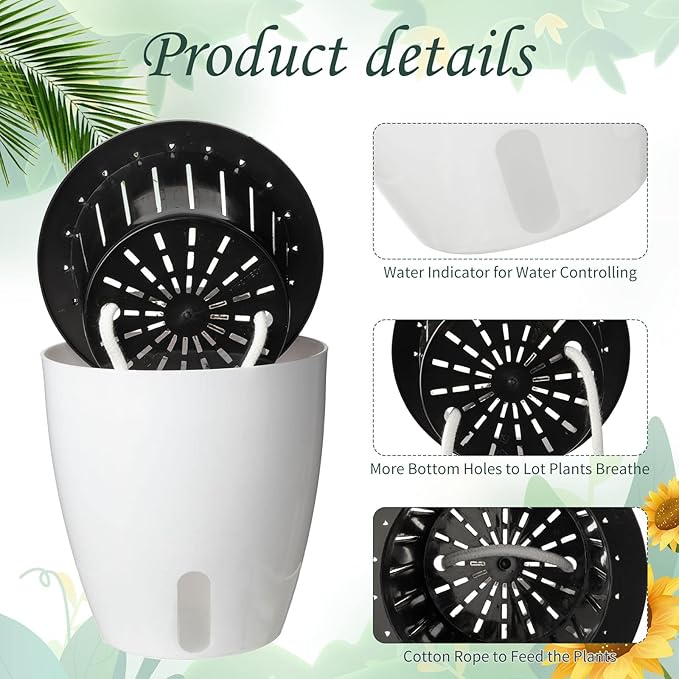 Eccliy 14 Pieces 5 Inch Indoor Plant Pots Self Watering Planters - Image 3