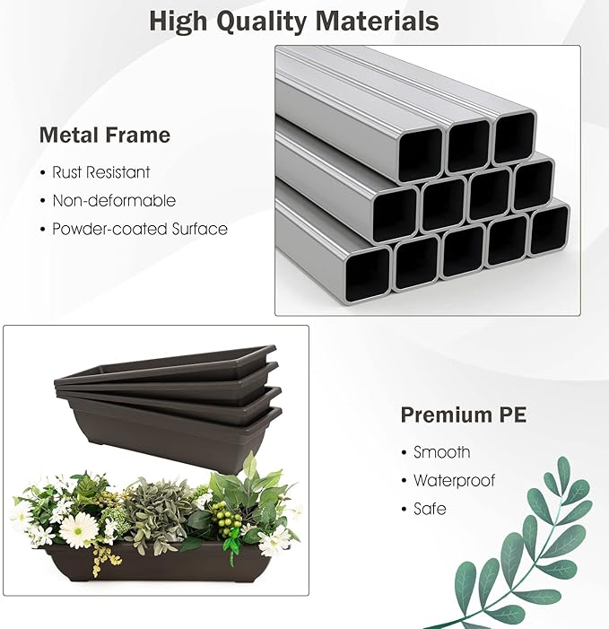 Giantex 4.1FT Vertical Raised Garden Bed, 4-Tier Elevated Planter Box w/4 - Image 7