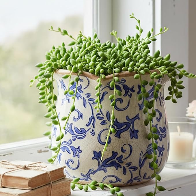 Retro Distressed Ceramic Flower Pots, Antique Crackle Glaze Planters - Image 2