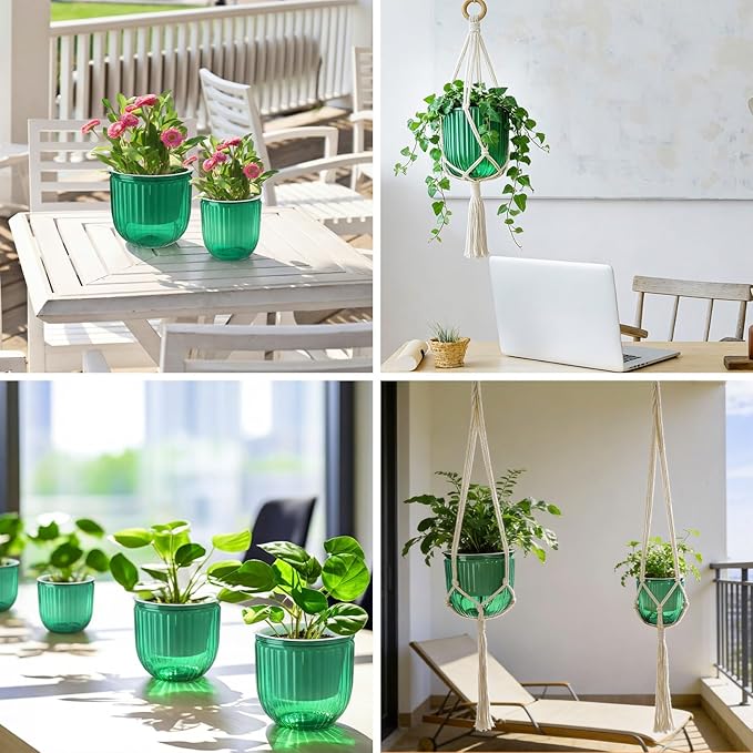 6 Pack Self Watering Hanging Planters Indoor Flower Pots Visible Water Level - Image 6