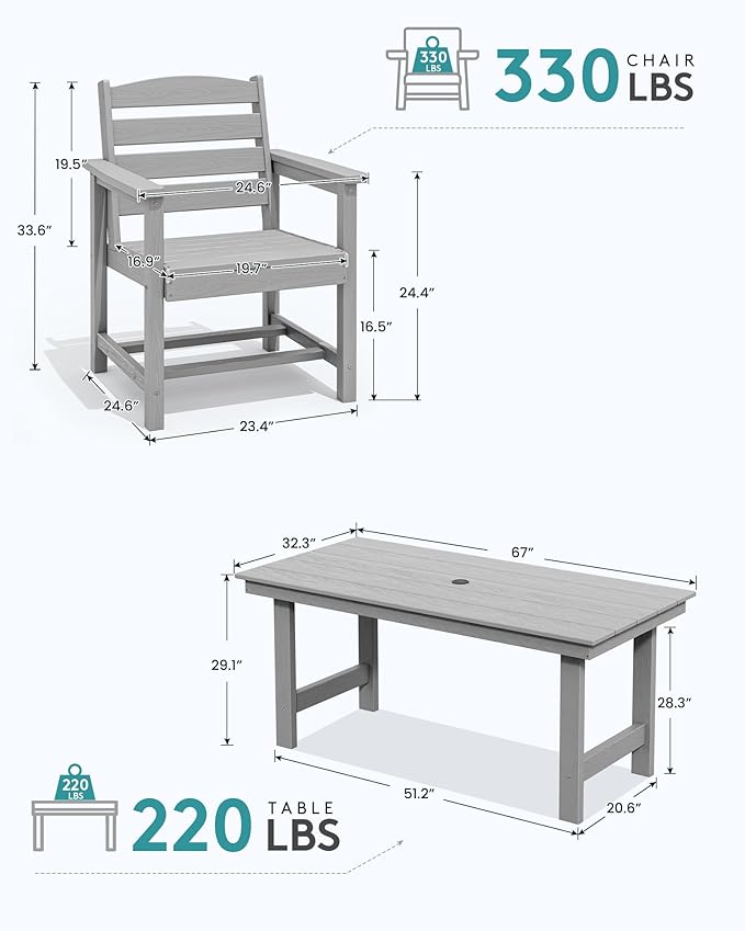 SERWALL 67" Outdoor Dining Table - Image 2
