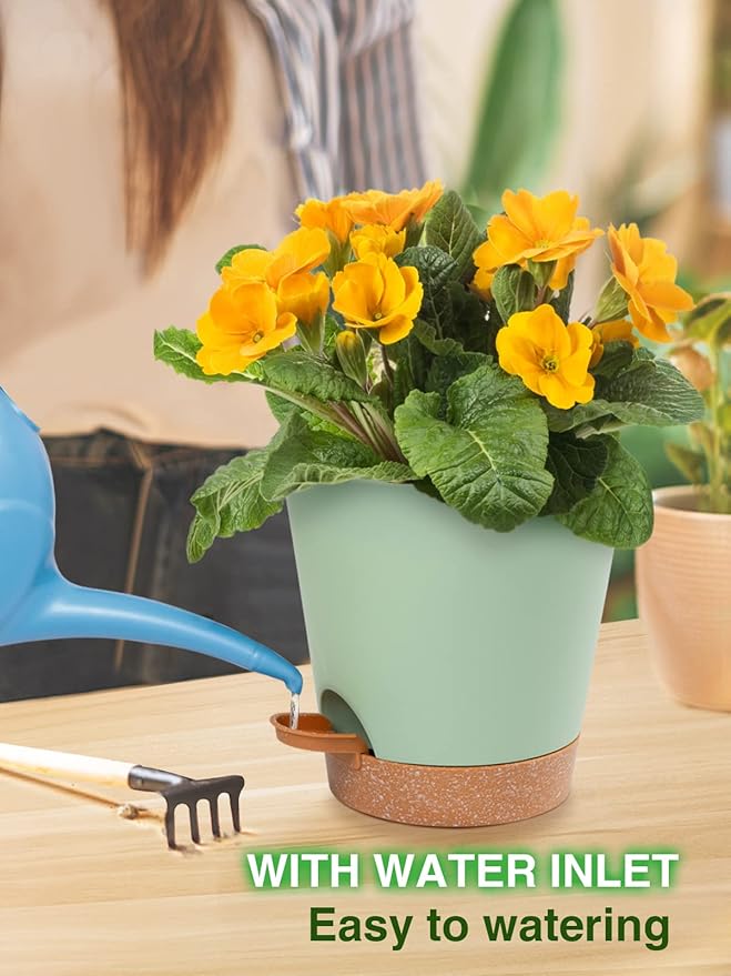 Aulock 6in Self Watering Pots for Indoor Plants - Image 2
