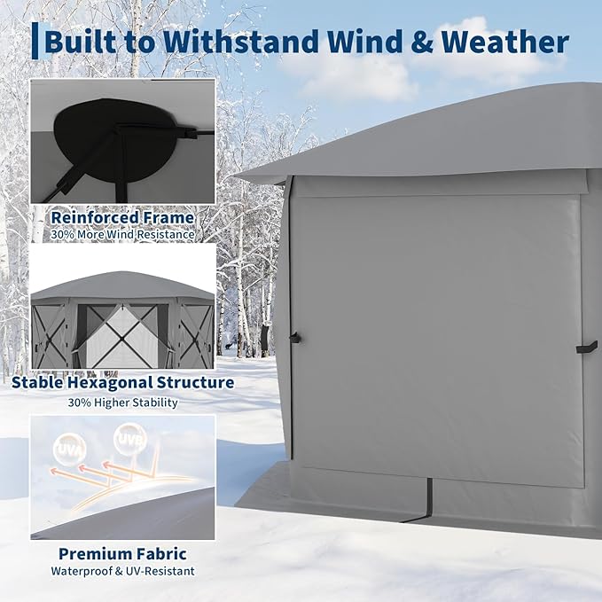 13x13FT 6-Sided Pop Up Gazebo Tent，One-Push Setup Canopy Tent - Image 2