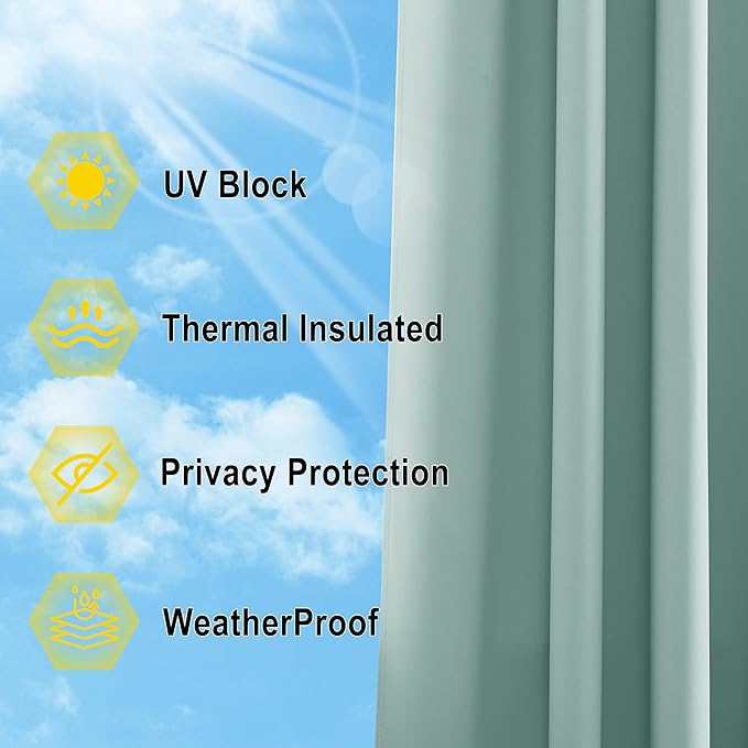 NICETOWN Outdoor Curtains for Patio Waterproof 84 inches Long 2 Panels - Image 5