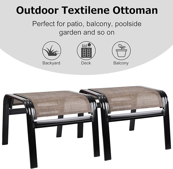 Patio Ottoman Outdoor Footstools Assembled Aluminum Footrest Small Seat - Image 5