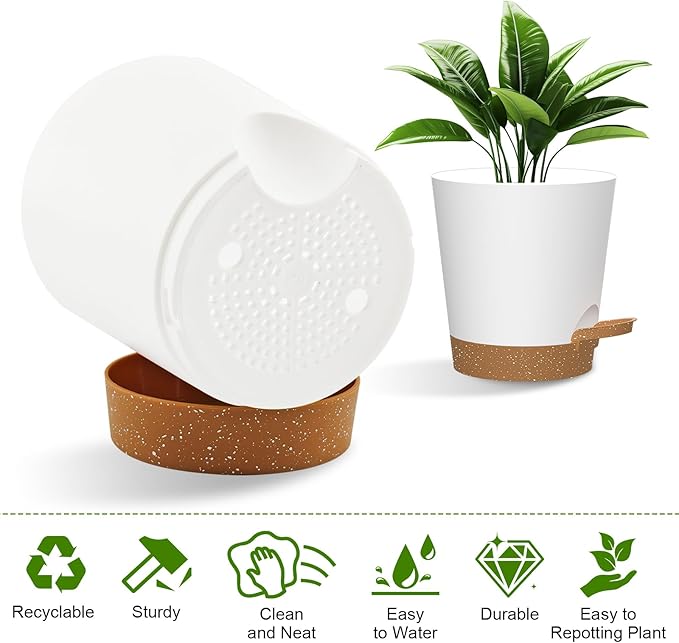 Self Watering Pots, 7/6.5/6/5.5/5/4 inch Flower Pots - Image 3