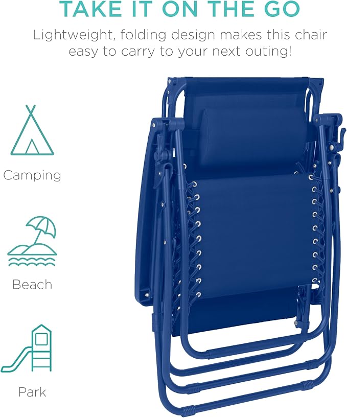 Best Choice Products Folding Zero Gravity Outdoor Recliner Patio Lounge Chair - Image 7