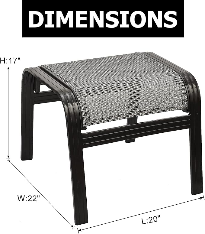 Outdoor Foot Rest for Patio Ottomans Metal Seat Patio Footstools Furniture - Image 3