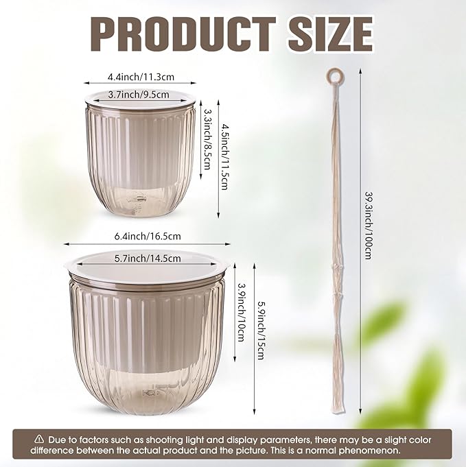 6 Pack Self Watering Hanging Planters Indoor Flower Pots Visible Water Level - Image 2