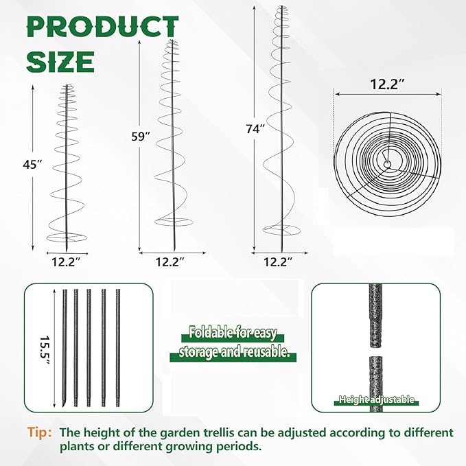 2 Pack 72in Tall Spiral Frame Trellis - Image 5