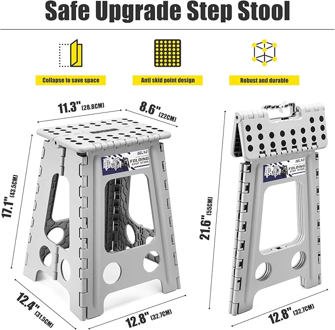 Delxo Folding Step Stool 17.5 Inch, Heavy Duty Step Stools - Image 6