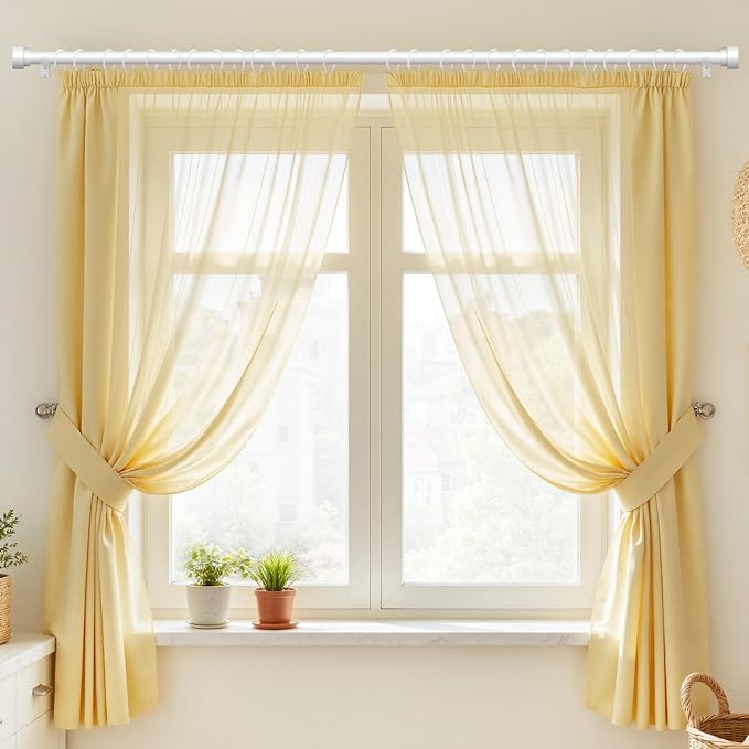 Curtain Rods for Windows 66 to 120, 1 Inch Adjustable White Extra Long Heavy - Image 3