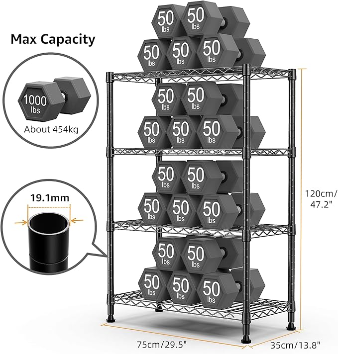 1000 lbs Storage Shelving Steel Heavy Duty 4-Tier Utility Shelving Unit Steel - Image 3