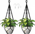 Macrame Plant Hanger, Wood Beads Cotton Hanging Planter Holder by Unknown