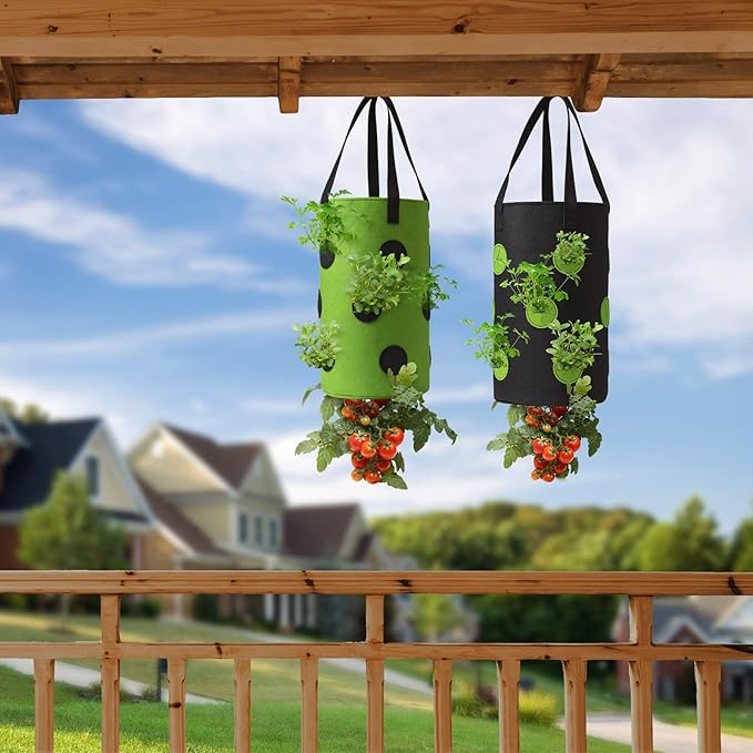 2 Pack Black and Green Upside Down Tomato & Herb Planter, Hanging Durable - Image 7