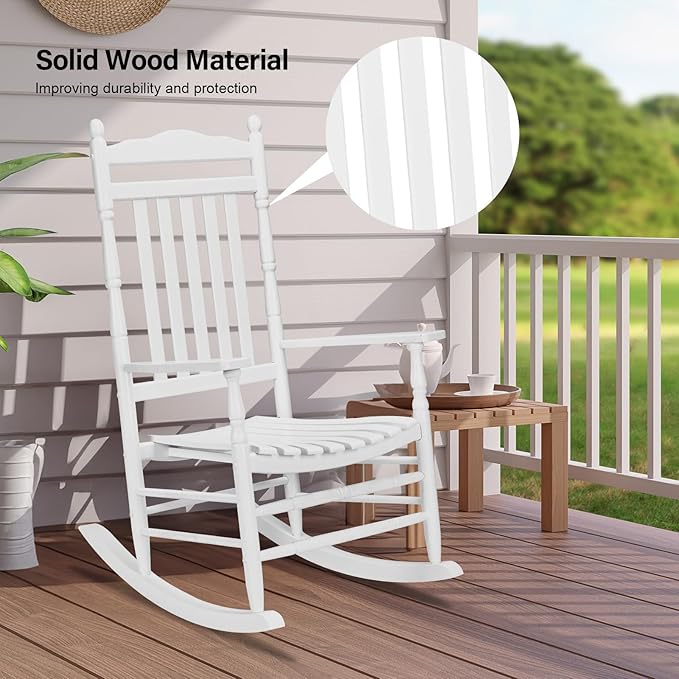 VINGLI Wooden Rocking Chair, Outdoor Chair - Image 6