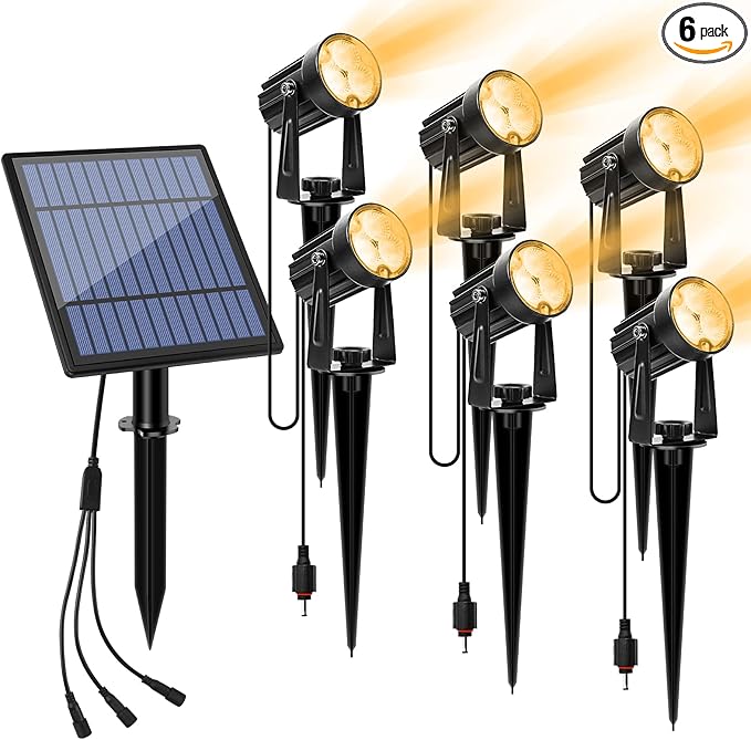 APONUO Metal Outdoor Solar Landscape Lights, Waterproof Spotlight 6-in-1 by APONUO