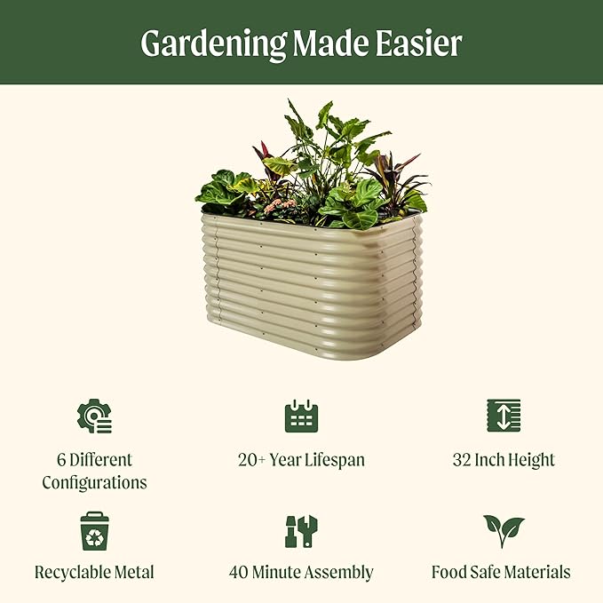 32" Extra Tall Raised Garden Bed Kits, 3.5 x 5 x 2.7ft Raised Planter Box - Image 3