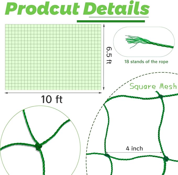 6.5x10FT Plant Trellis Netting, Garden Climbing Grow Net Heavy Duty Polyester - Image 2