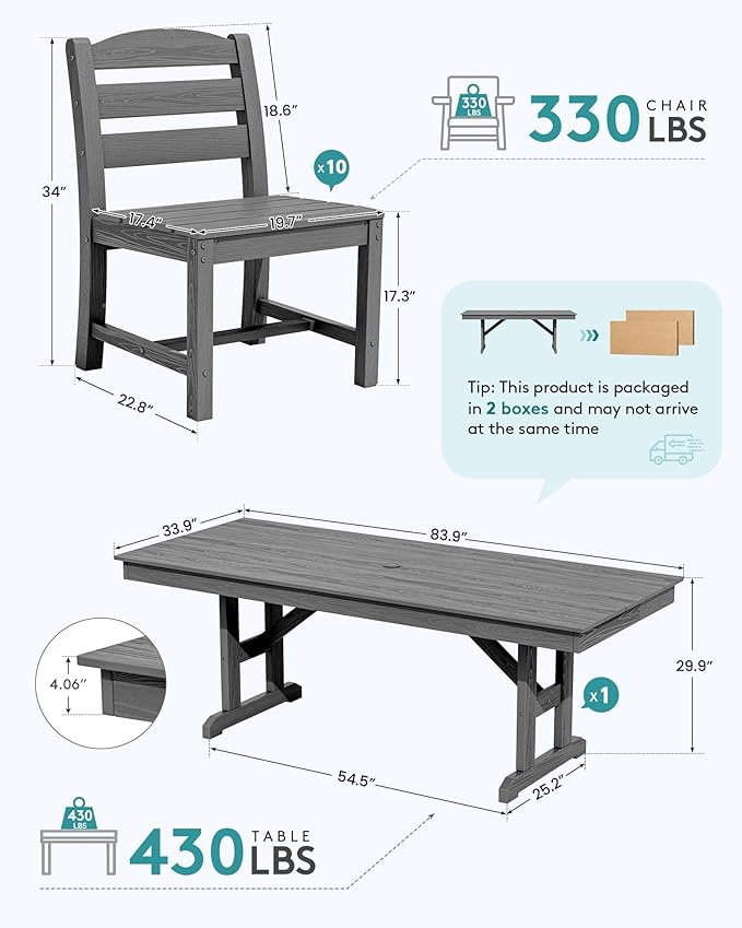 SERWALL 11 Piece Outdoor Dining Set - Image 2