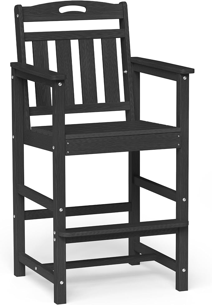 Ciokea Heavy Duty Bar Height Chair, 380lbs Outdoor Adirondack Tall Bar Chair by CIOKEA