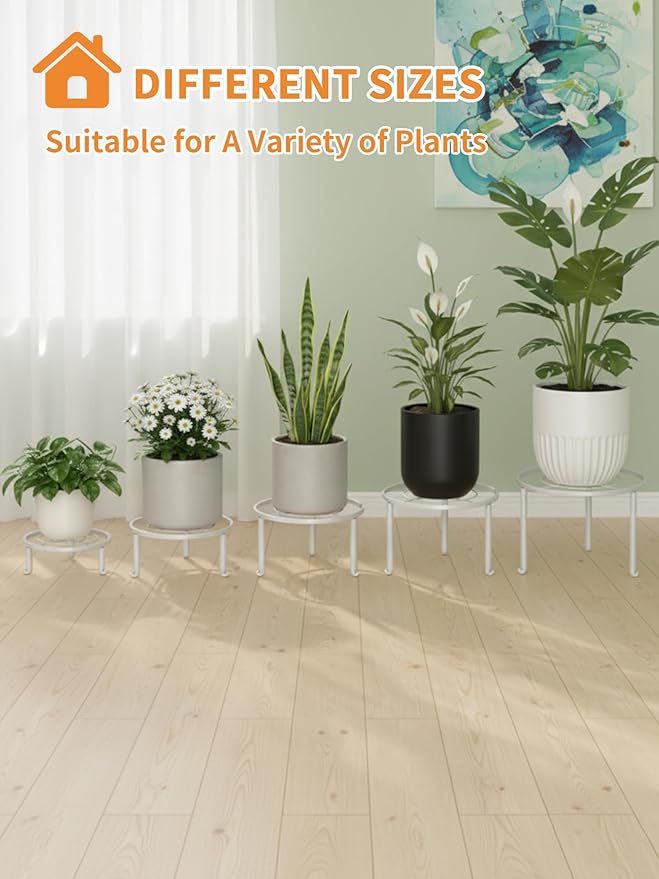 5 Pack Metal Plant Stand Indoor Outdoor Anti-Rust Iron Flower Pot Stand Holder - Image 7