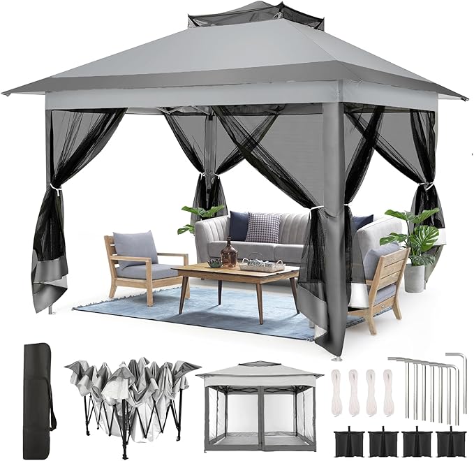 COBIZI 11x11 Pop Up Gazebo Canopy Tent Easy Up Outdoor Gazebo Waterproof by COBIZI