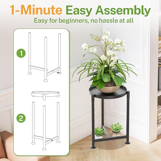 iDavosic.ly 1 Tier Corner Plant Stand Indoor, 16 Inch Tall Vertical Metal - Image 3