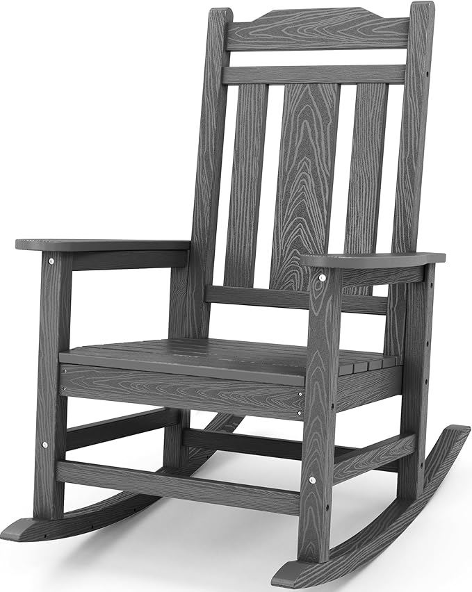SERWALL Oversized Rocking Chair Outdoor, HDPE Outdoor Rocking Chair by SERWALL
