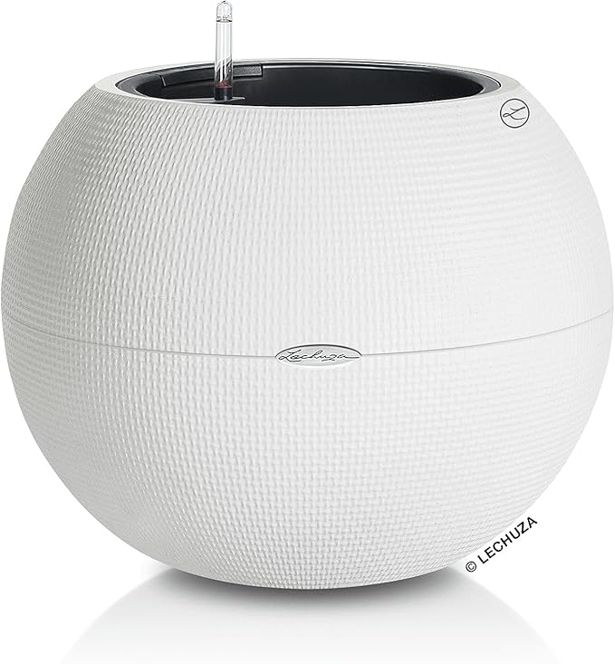 Lechuza Puro Color 50 White, Self-Watering Large Round Planter, D19.7 H15.4 in by LECHUZA