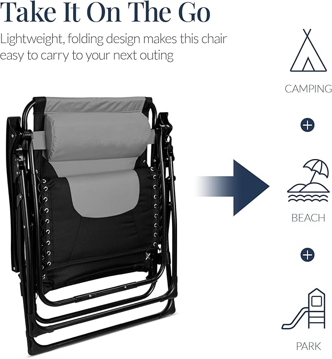 Best Choice Products Oversized Padded Zero Gravity Chair, Folding Outdoor Patio - Image 6