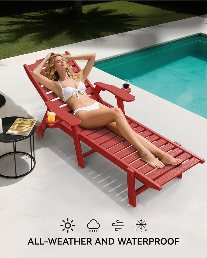 Carauci Lounge Chair Outdoor, HDPE Chaise Lounge - Image 4