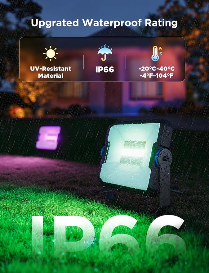 Govee Outdoor Flood Lights 2, RGBIC Warm Cold White LED Lights - Image 4