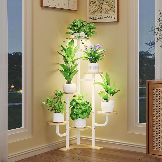 Corner Plant Stand with Grow Light by Homsorout
