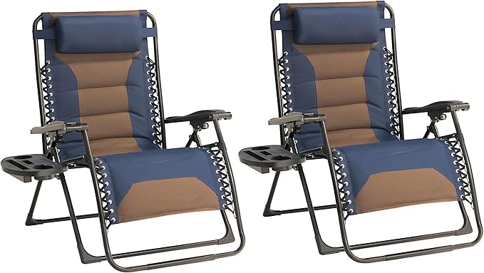 Zero Gravity Chair Set of 2 Oversized Padded Recliner by Unknown
