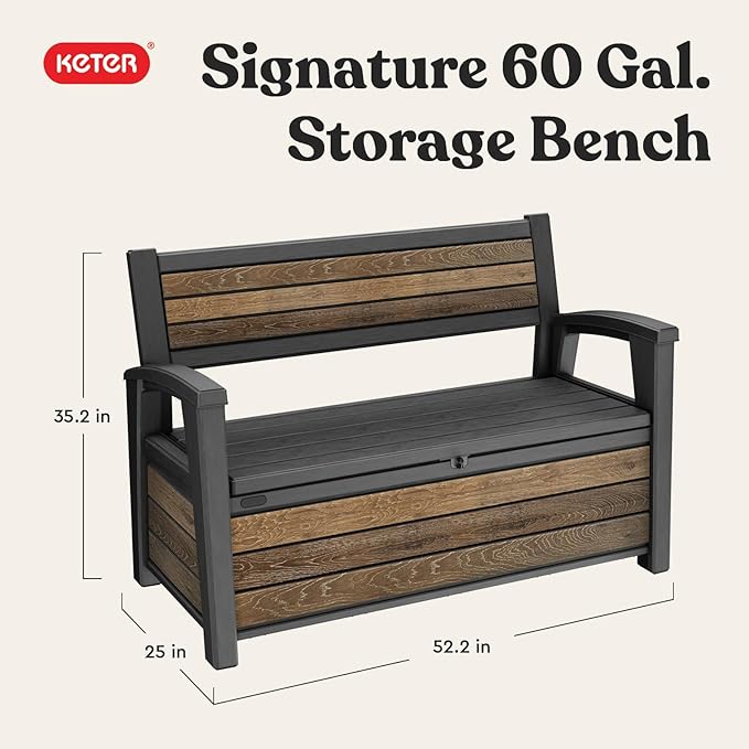 Keter Signature 60 Gallon Storage Bench Deck Box - Image 2