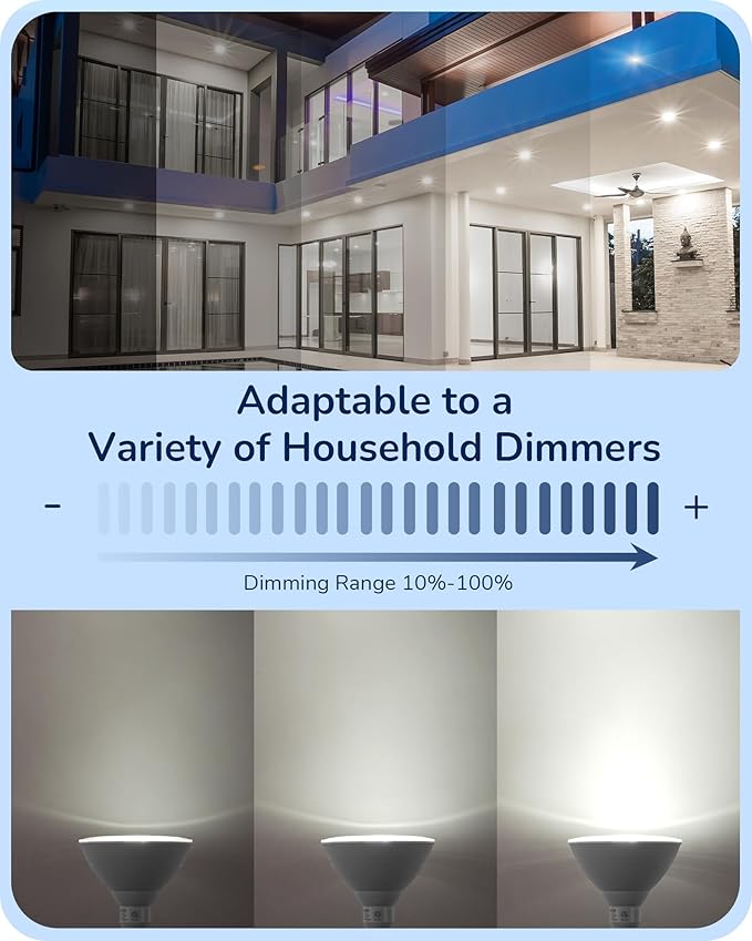 EDISHINE Flood Lights Outdoor, Dimmable PAR38 LED Outdoor Flood Light Bulbs - Image 3