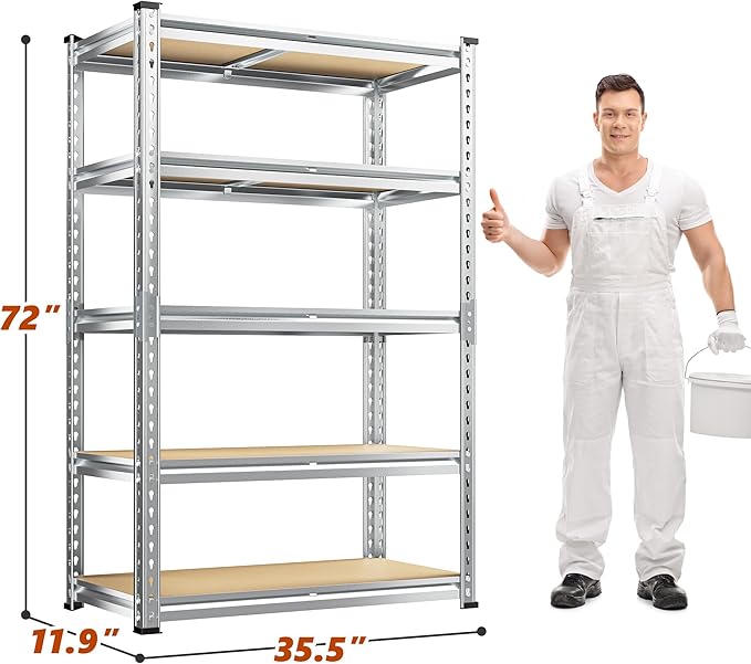 REIBII Garage Shelving, 5 Tier Storage Shelves Load 2400LBS, Adjustable Garage - Image 3